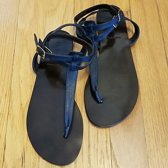 Navy blue t strap sandals Clearance